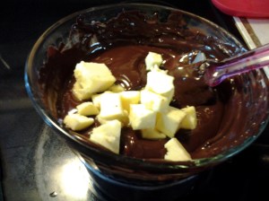 Stirring Butter into Melted Chocolate